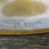 Set of six flat plates - vintage amber glass from Veréco with flower decor - 60s/70s