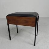 Aristo teak wooden sewing supplies stool, piano stool, 1960s