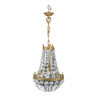 Hot air balloon chandeliers with glass tassels.
