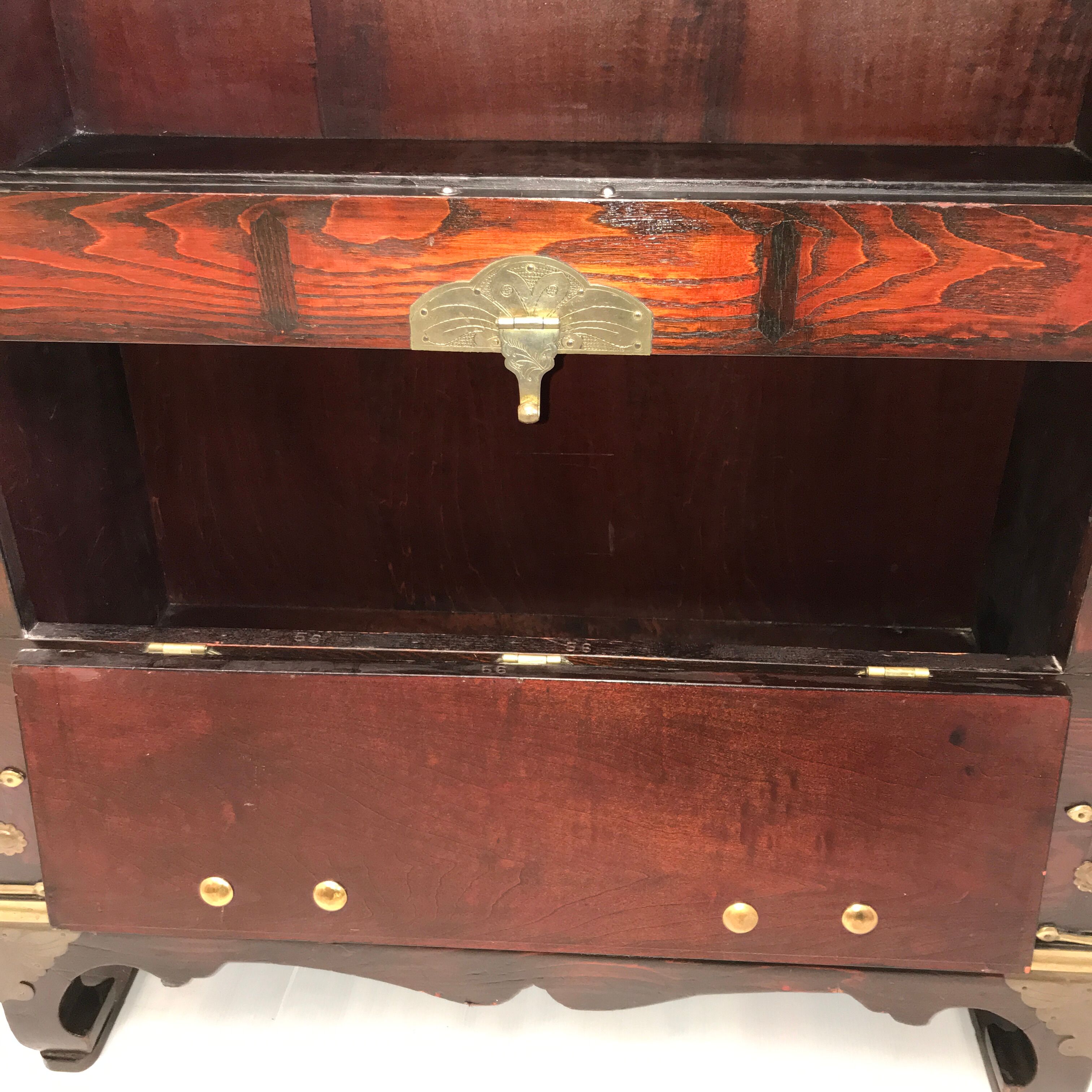 Furniture antique Korean storage box 1910 in wood and brass