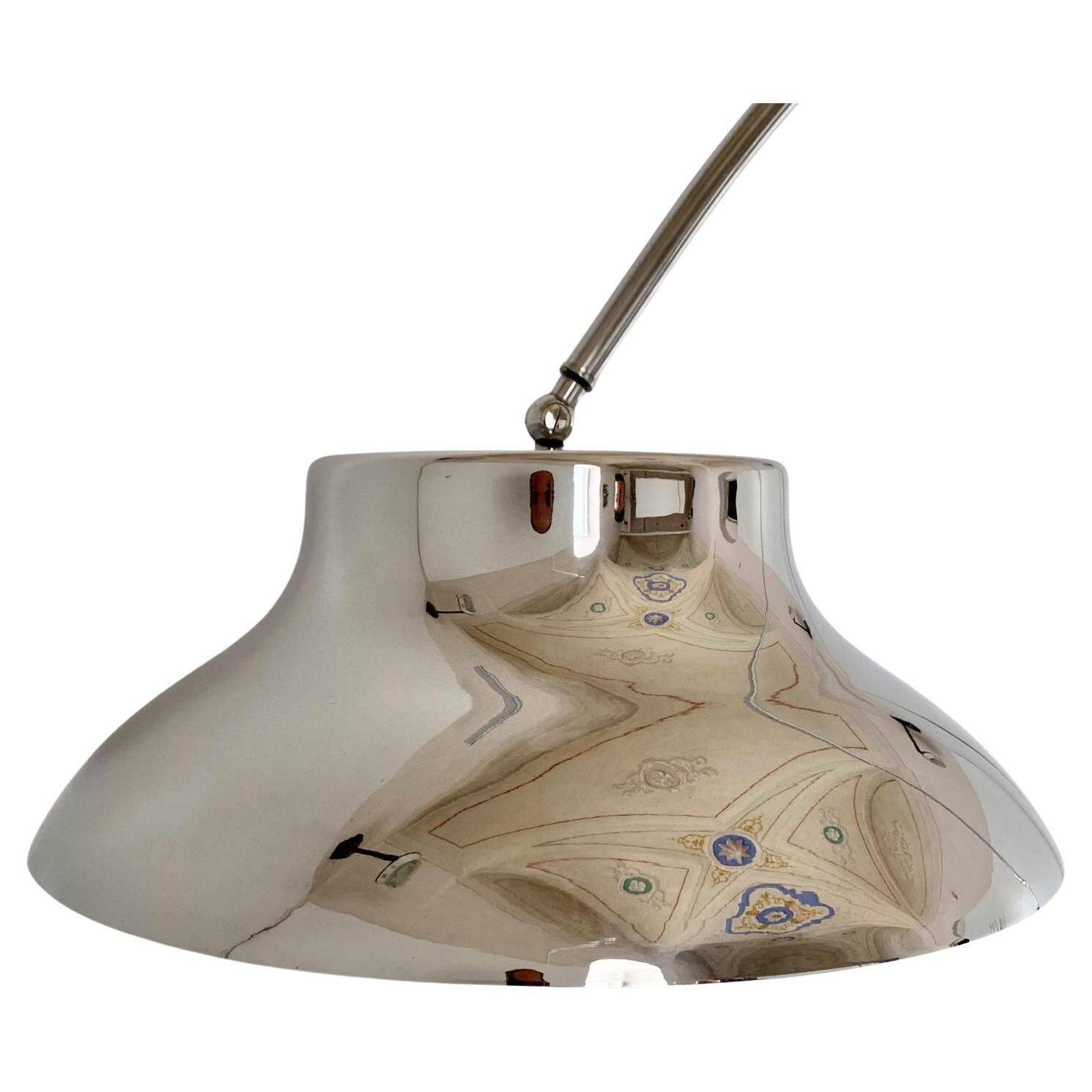 Flexible chromed arc floor lamp with Carrara marble base, Italy 1960s