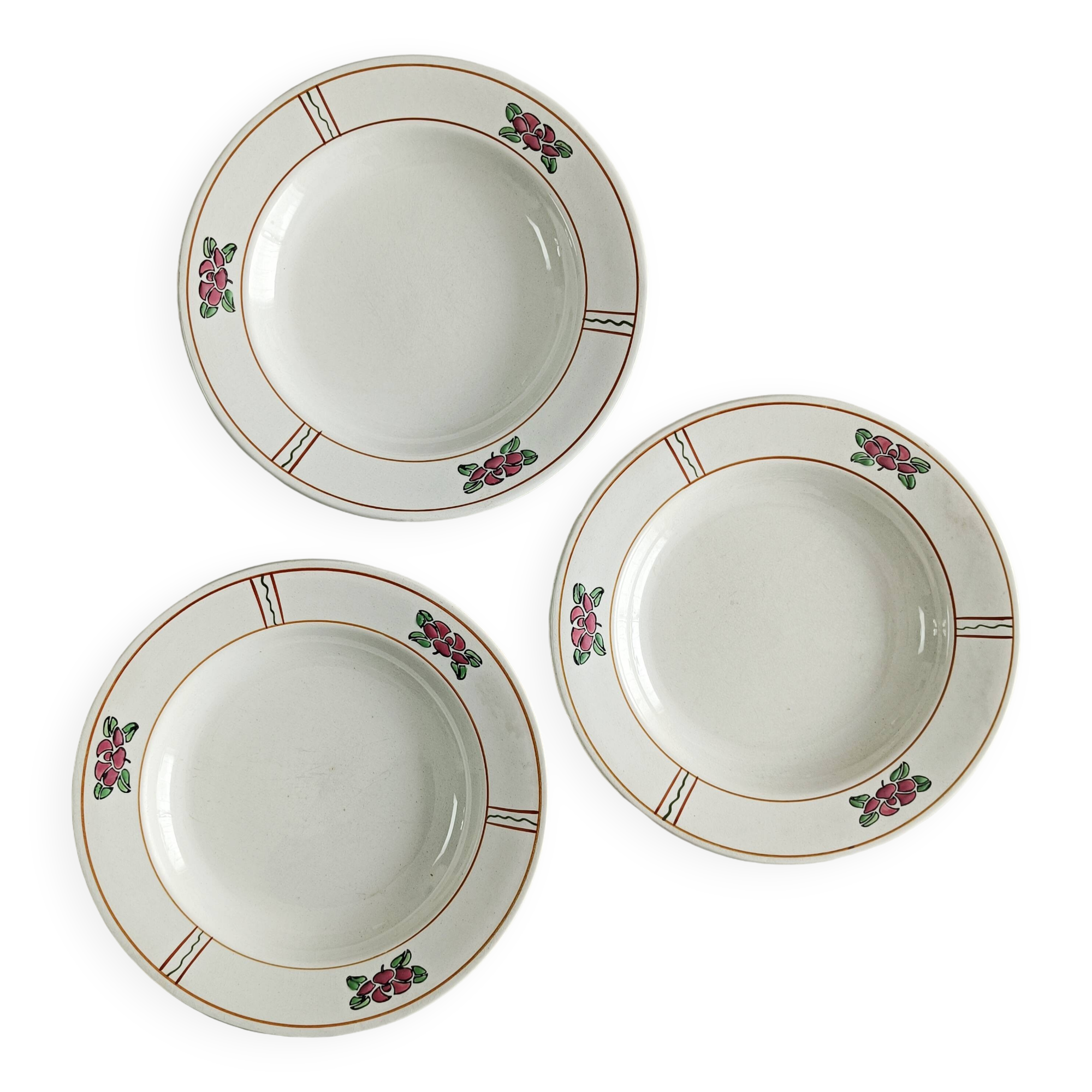 Set of 3 Salins soup plates, water lily