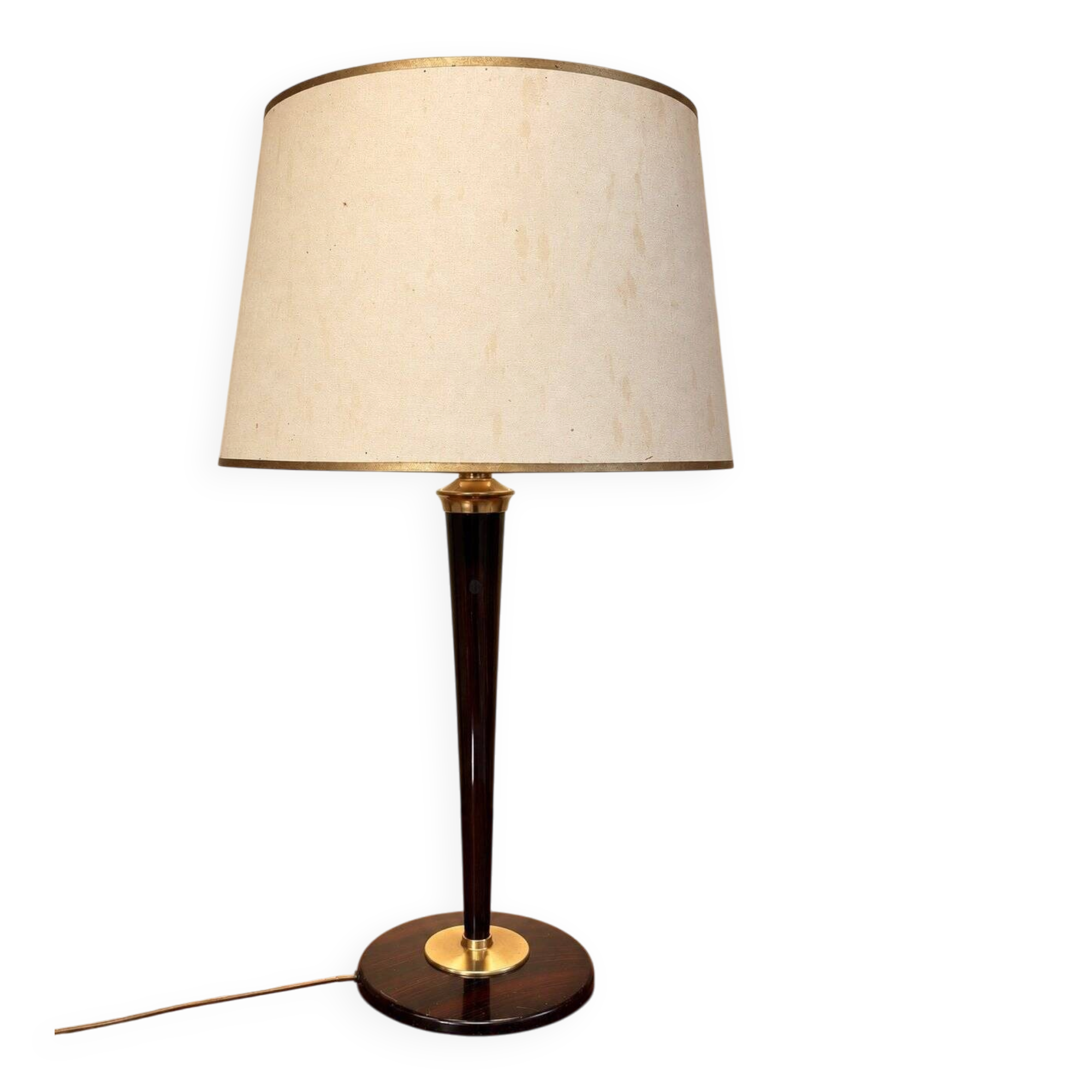 Art Deco table lamp "Mazda" – Faux wood & brass – 1930s