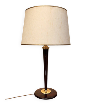 Lampe de table Art Déco "Mazda" – Faux bois & laiton – Années 1930