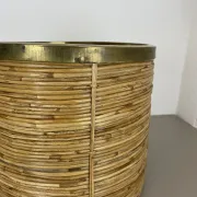 xl 31 cm, rare rattan and brass waste basket in the Crespi-Albini style, Italy 1970