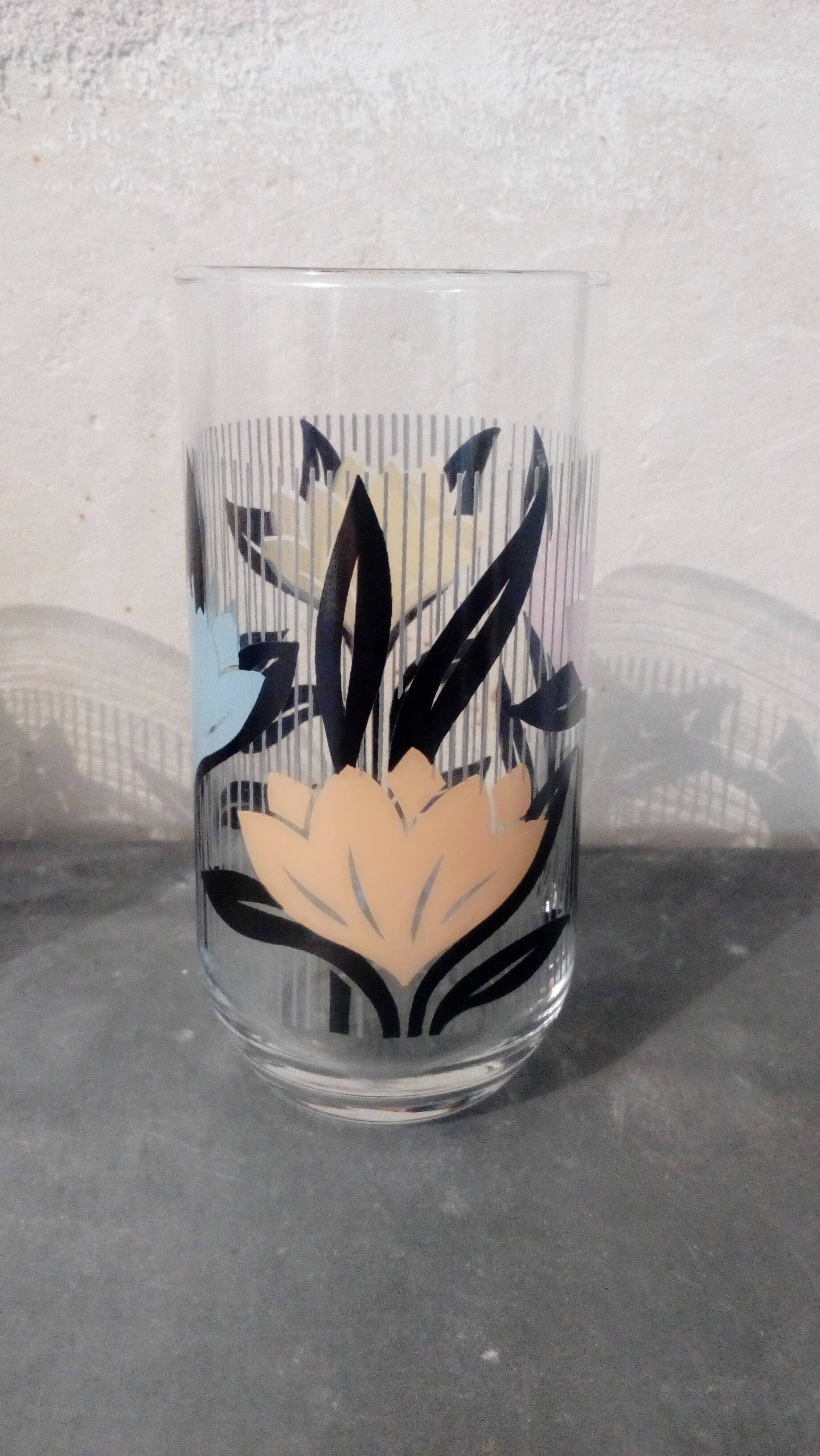 Verres à jus vintage décor floral