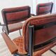 Set of 6 Vintage Cognac Leather Dining Chairs: Quilted Industrial Armchair