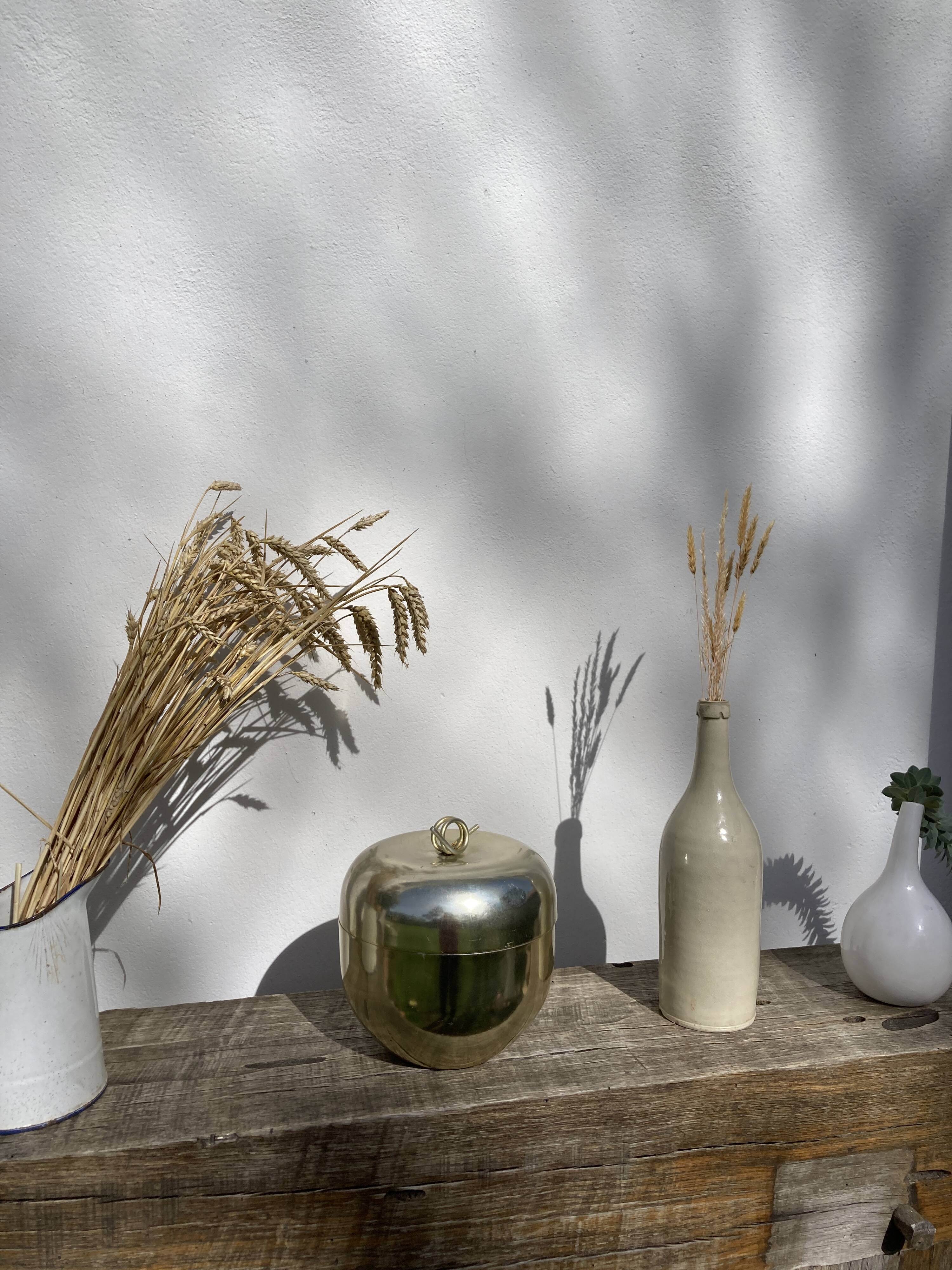 Golden apple ice bucket 1970 vintage fruit