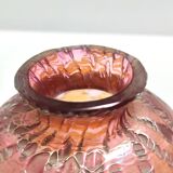 Pink Iridescent Etched Blown Glass Vase "Diaspora" by Loetz