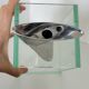 Vase moderniste en aluminium et verre 1980