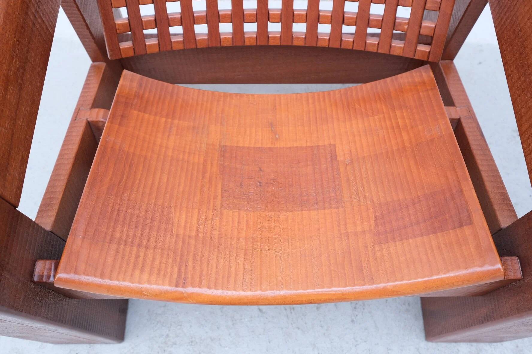 Pair of solid Lebanese cedar armchairs