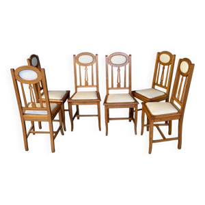 6 chaises en chêne et