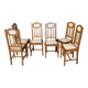 6 chaises en chêne et cuir blanc cassé