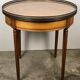 Louis XVI-style kettle table in cherry veneer with salmon marble top