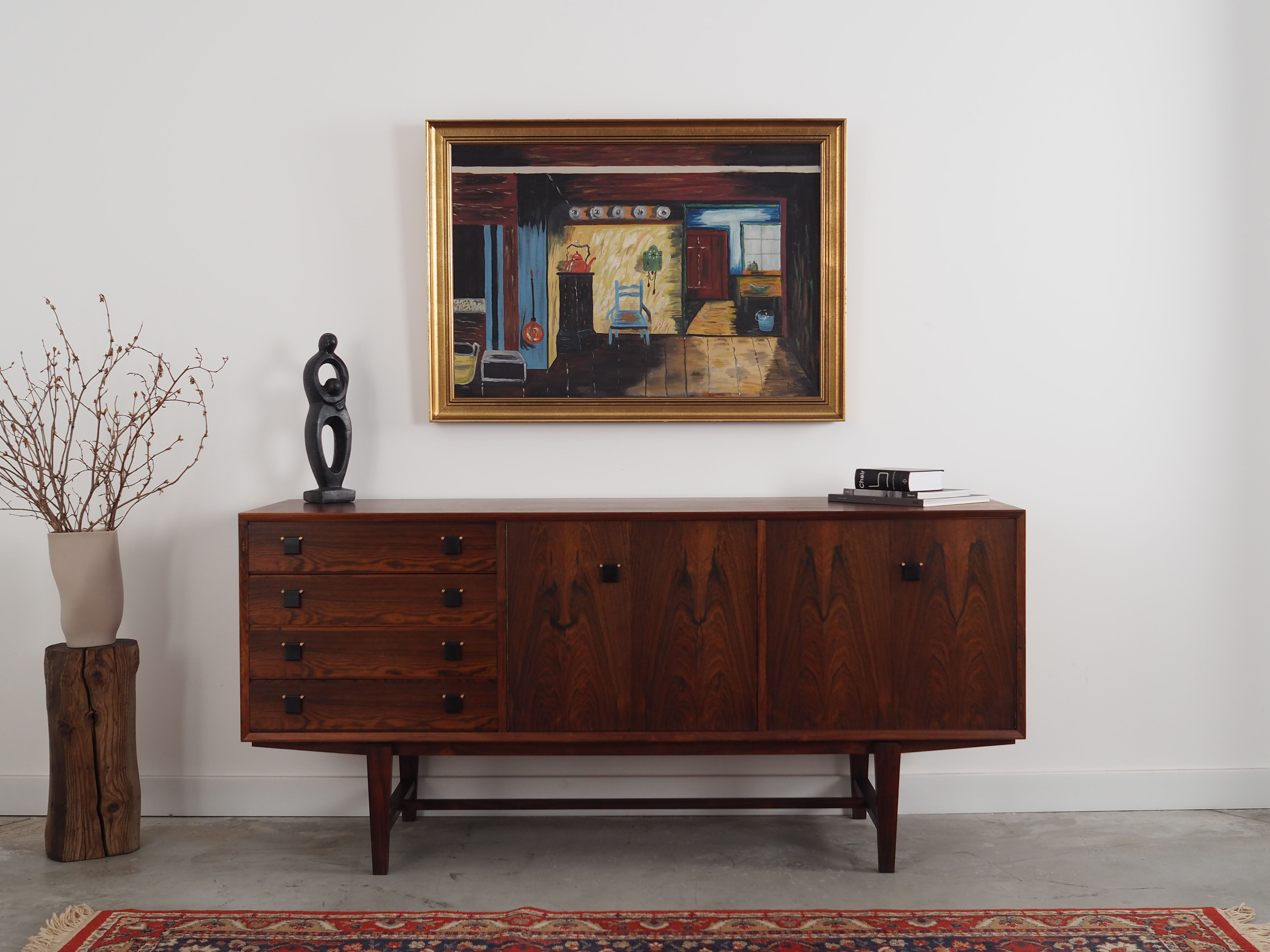 Painting „The Village House's Interior”, Scandinavian design, 1970s