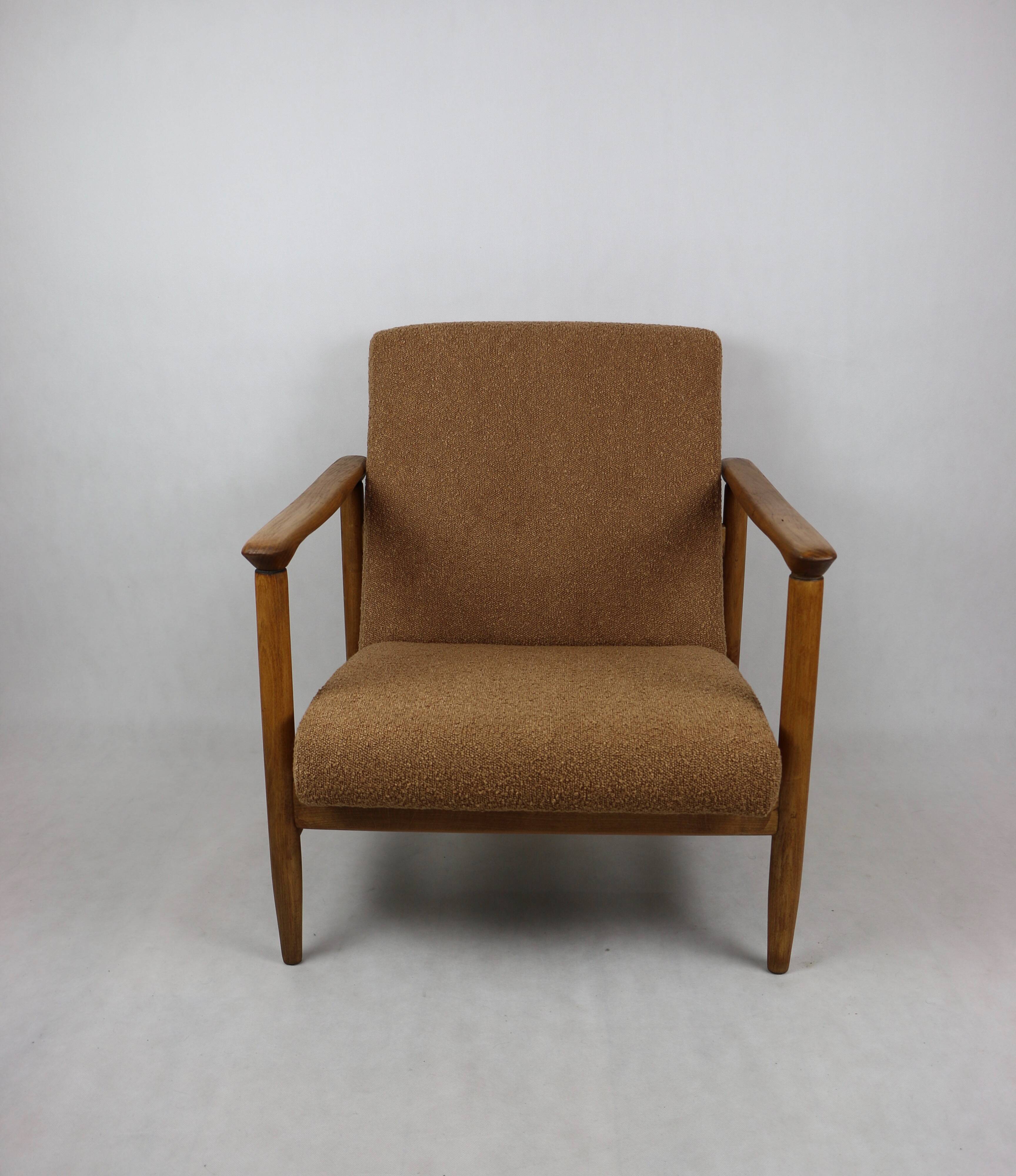 GFM-142 Armchair in Coral Gold Bouclé attributed to Edmund Homa, 1970s