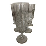 Product BHV Set of 9 crystal flutes sounding with short flat sides 1960