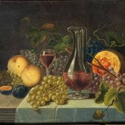 French school 19th century. - Still life with a wine decanter Oil painting