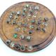 Vintage wooden solitaire game with resin balls and insects – Madaga