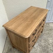Louis XV style chest of drawers, solid raw oak, 1920.