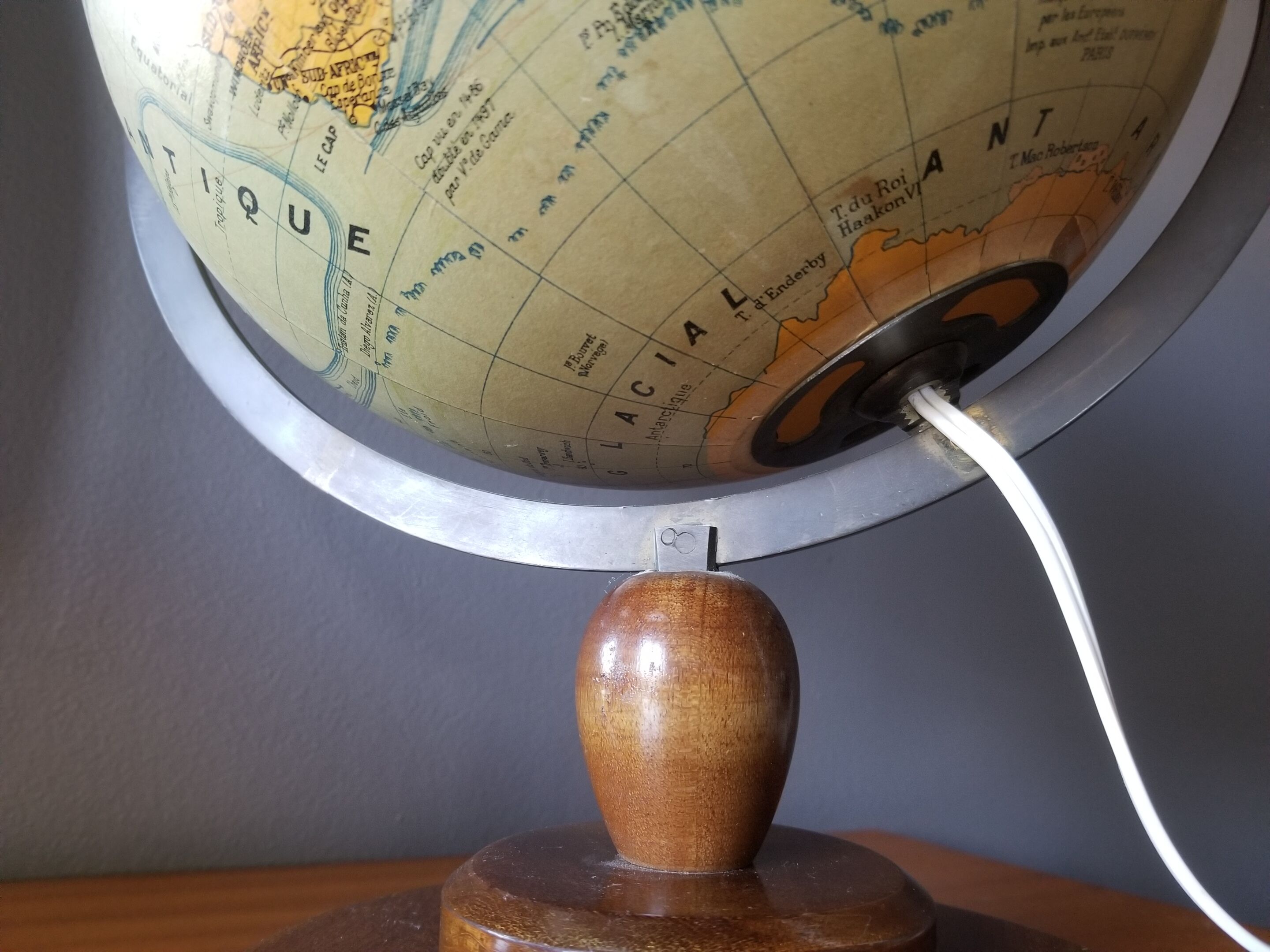 Ancient Light Earth Globe by Girard, Barrère and Thomas