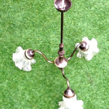 1970s Chandelier / Pendant lamp 3 arms of light Tulips with ruffles
