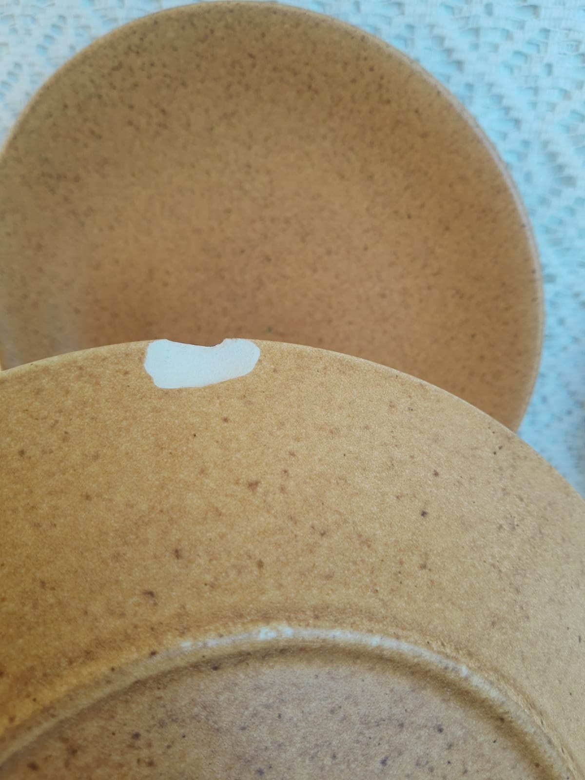 Set of 8 flat plates in Chantilly Longchamp sandstone France vintage