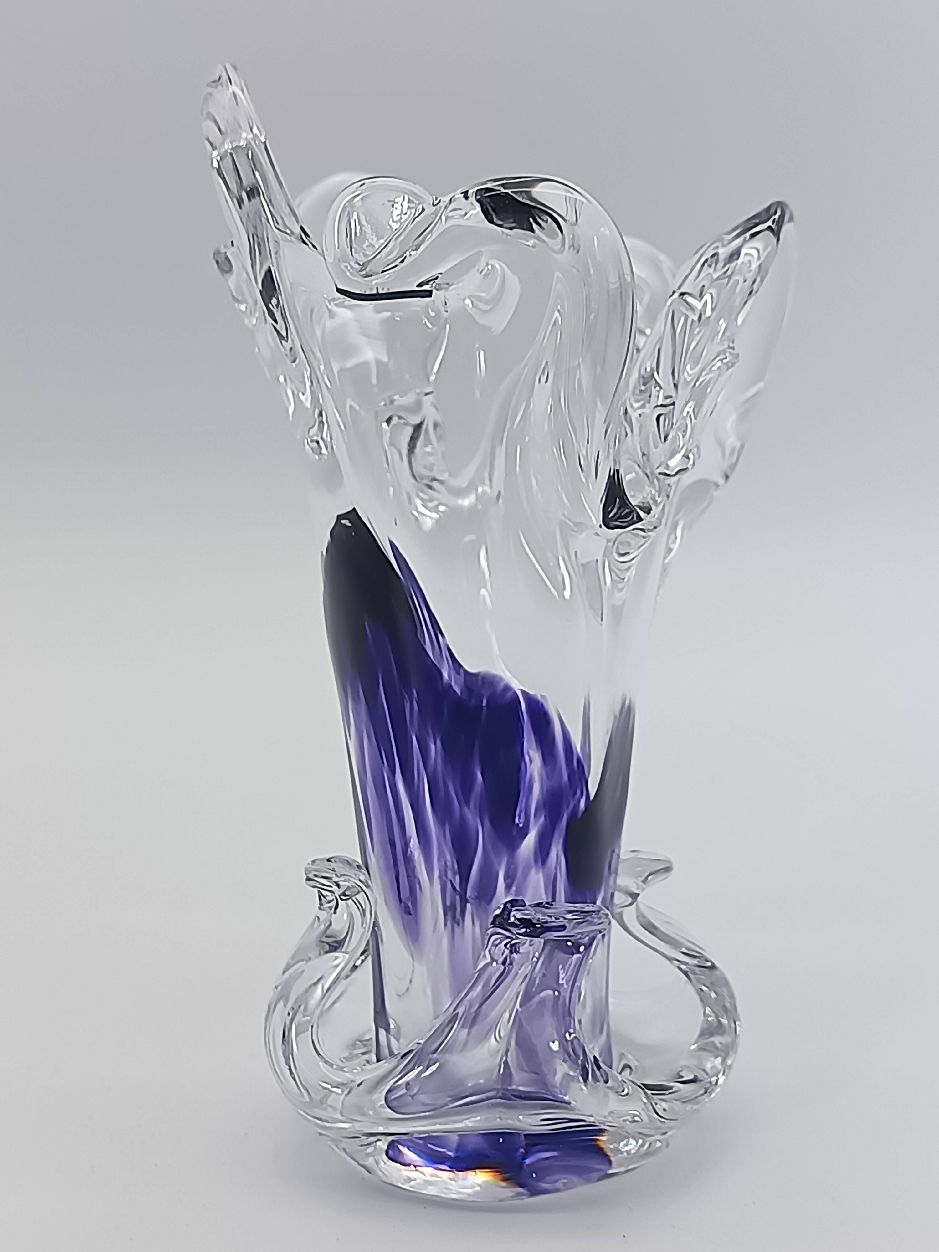Vase Soliflore en Cristal d'Art – Michel Steiner Améthyste & Transparent