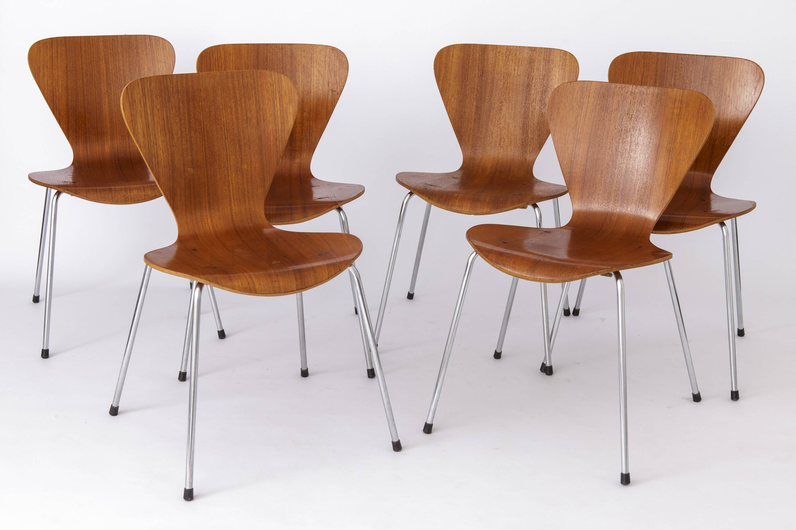 Set of 6 Vintage Stacking Chairs, 1960s, Teak - German Design