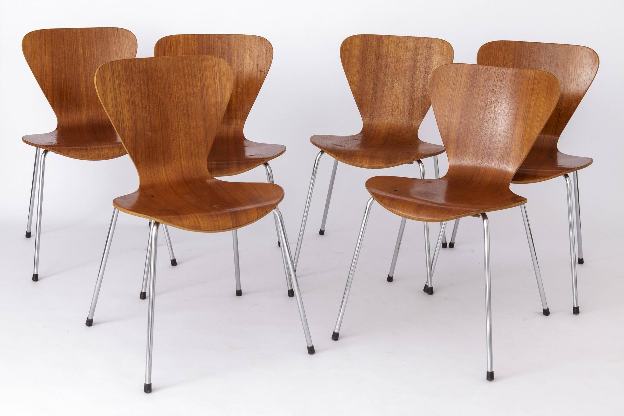 Set of 6 Vintage Stacking Chairs, 1960s, Teak - German Design