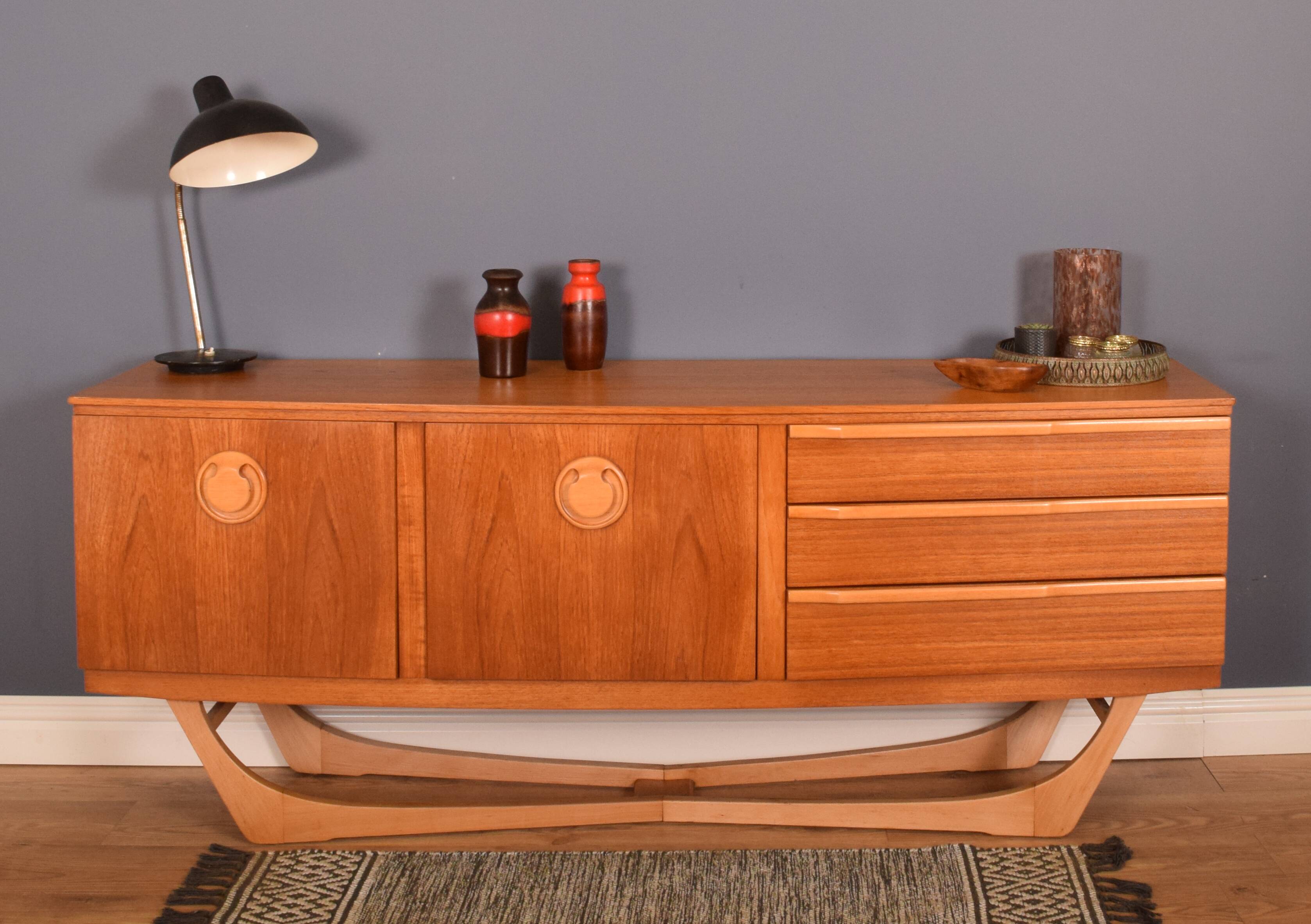 Restored Teak 1960s Retro Beautility Retro X Leg Sideboard