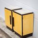 Pair of lacquered wood nightstands with brand plate, vintage bedside table, bedroom furniture