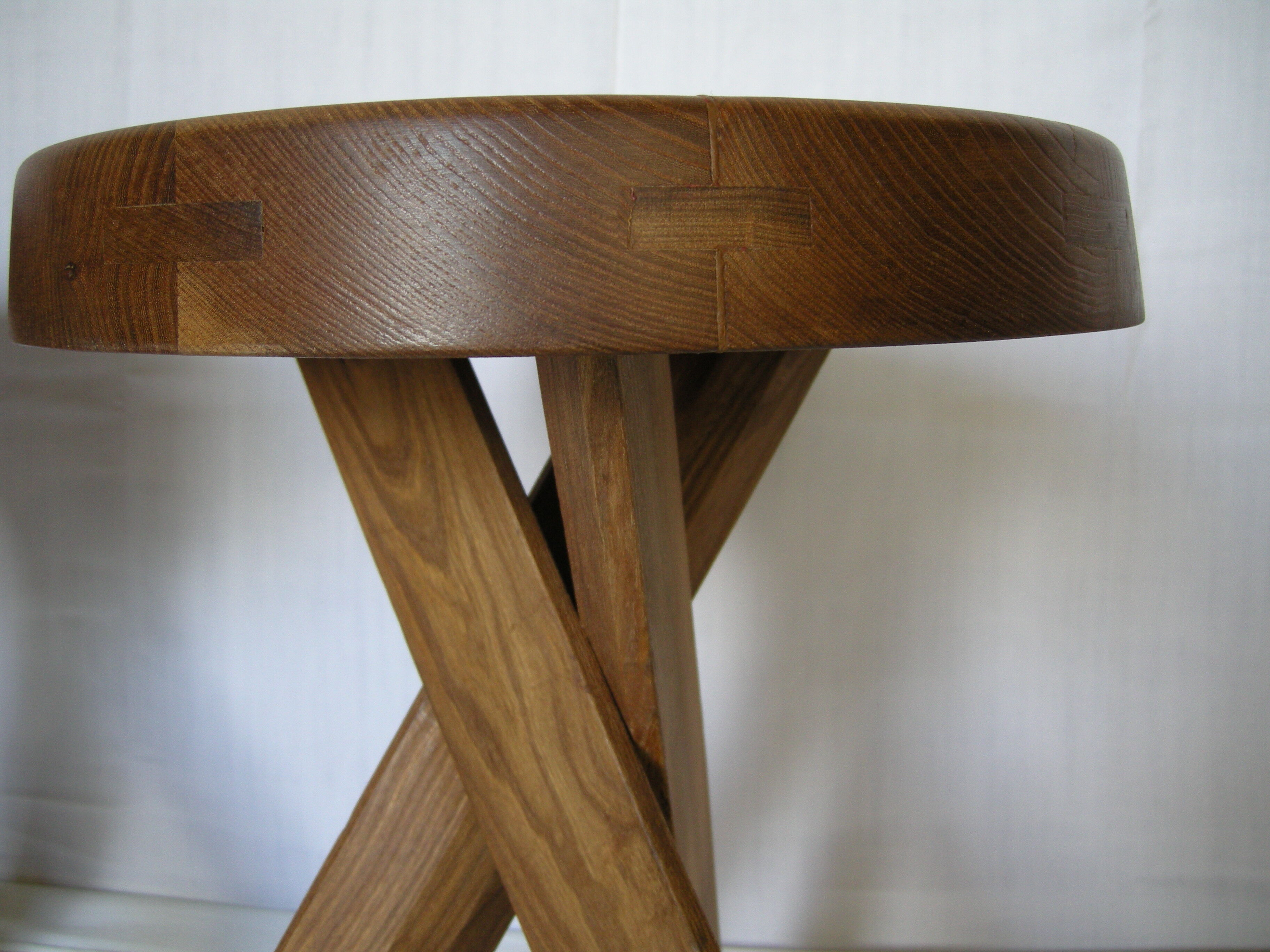 Pair of Pierre Chapo elm stools S31