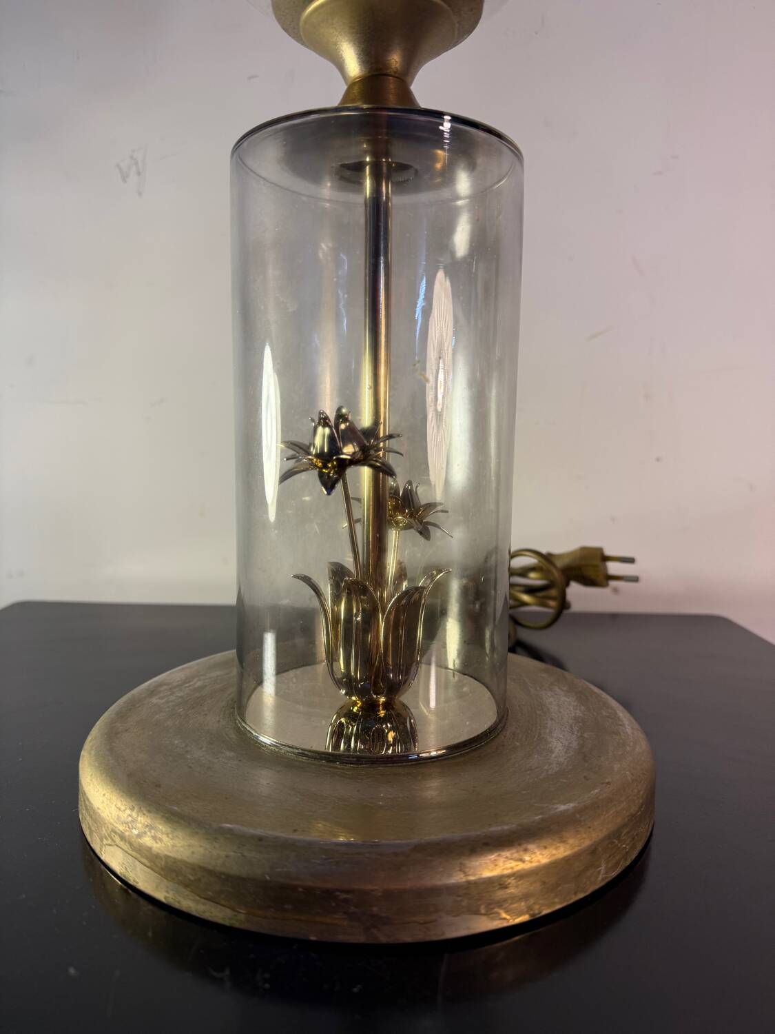 Lamp See Delmas glass and brass, vintage design