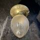 Art Deco ceiling light, etched/frosted obus and brass, 1930s.