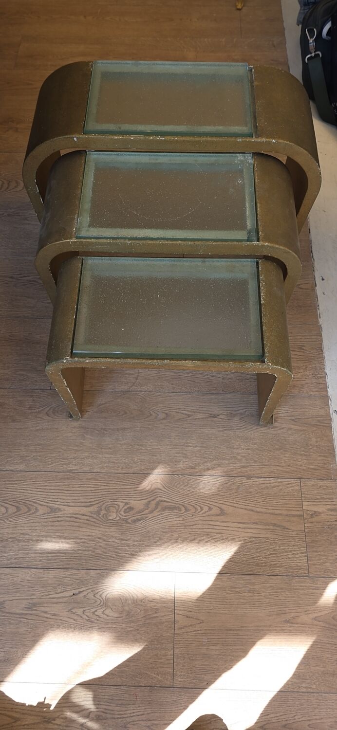 3 nesting tables, space age, circa 1970.