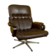 Scandinavian brown leather  swivel chair 1960s