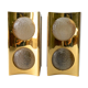 Pair of gold metal and frosted glass sconces