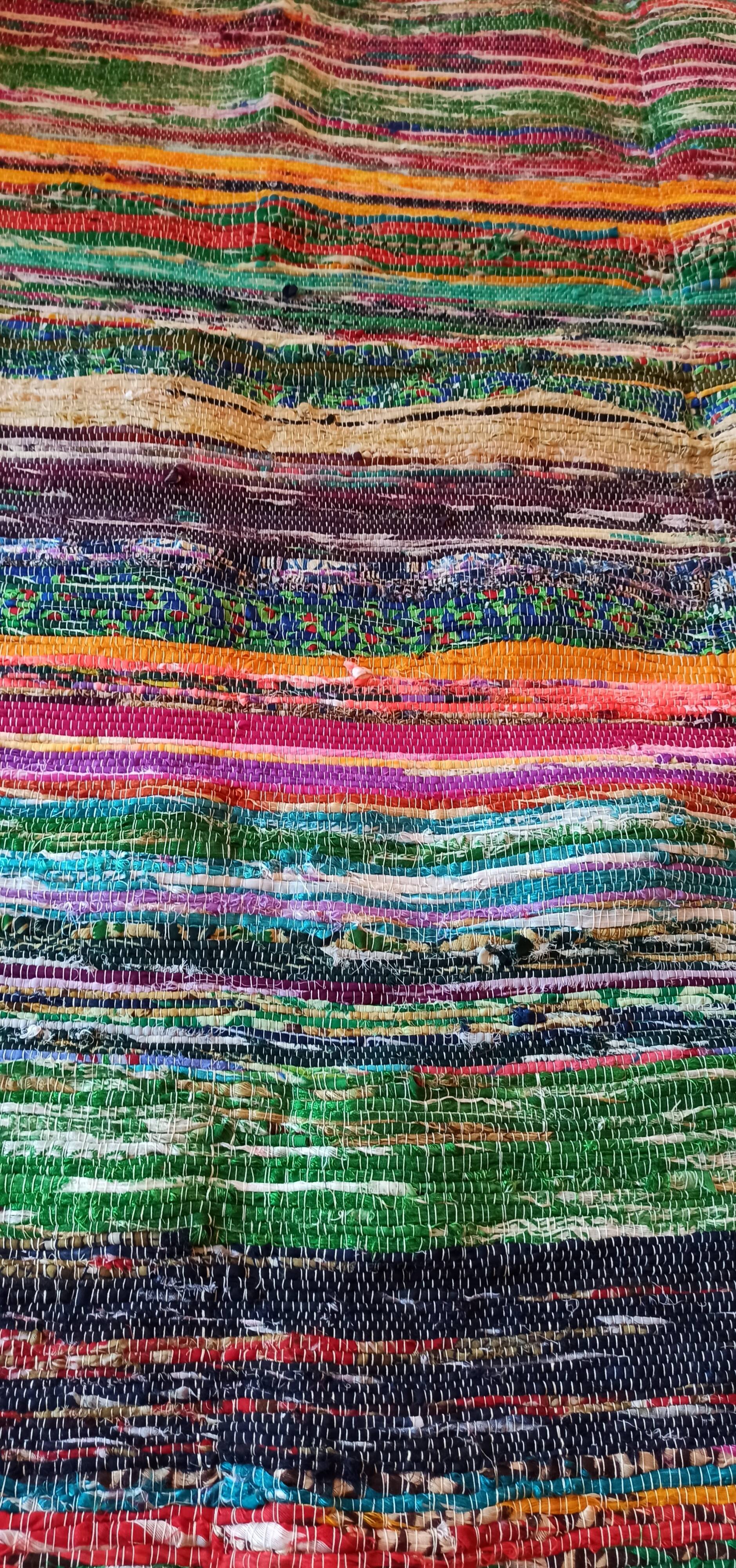 Multicolored woven cotton rug - 108cm x 180cm