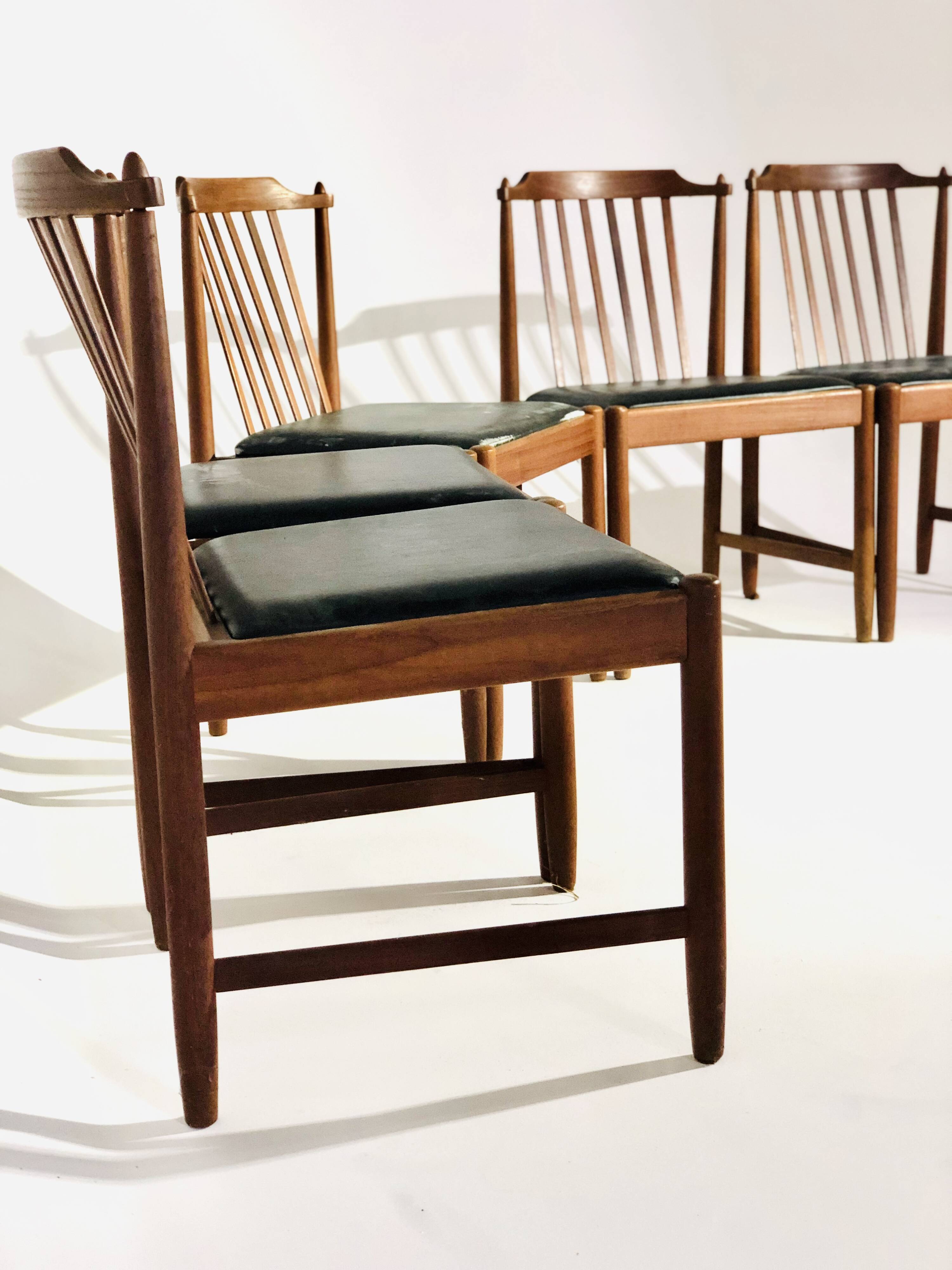 Set of 5 chairs in rosewood and leather seat BREOX edition - 1960