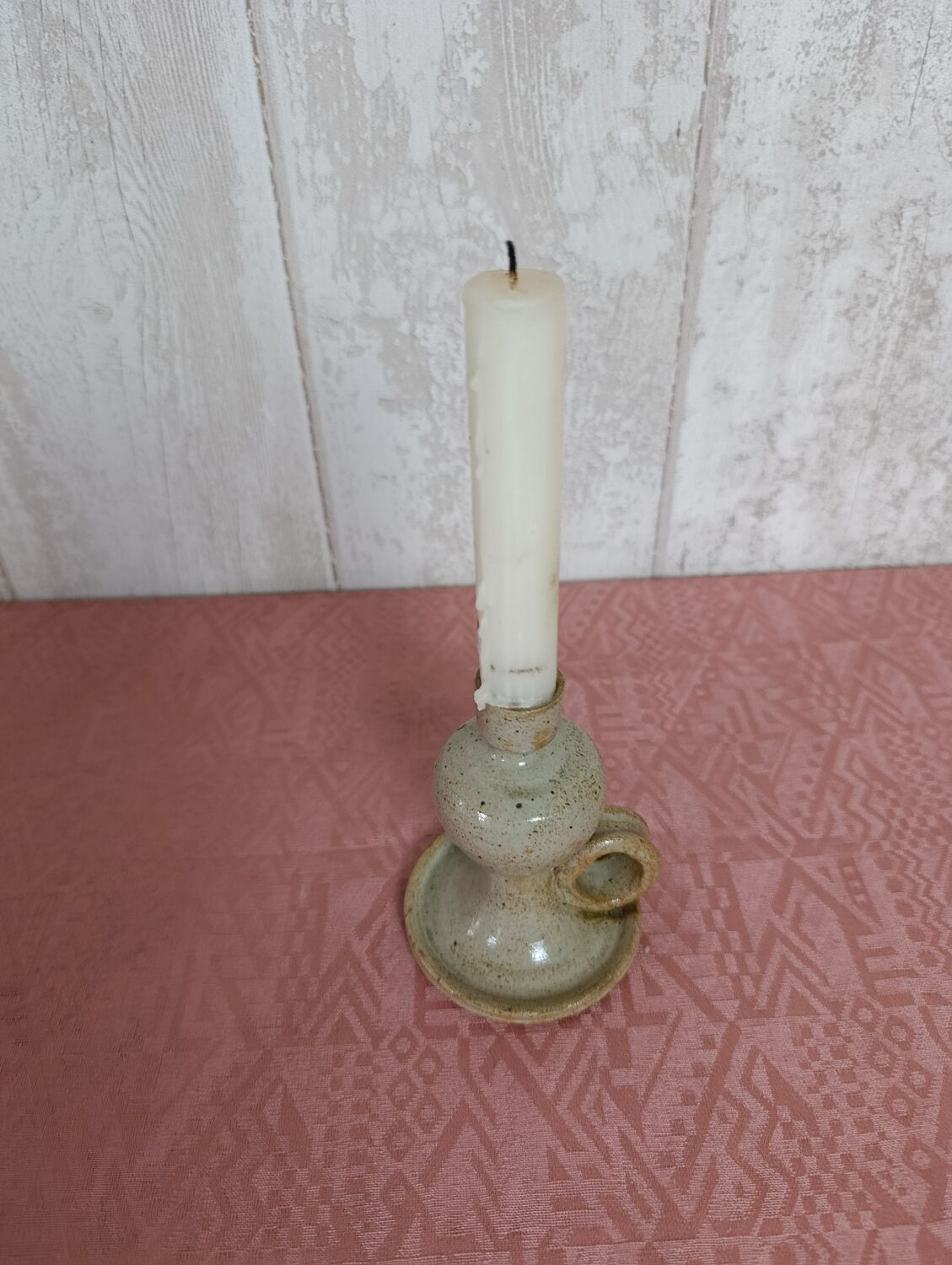Glazed stoneware candlestick