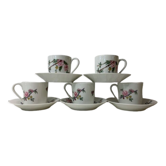 Set of 5 espresso coffee cups in Limoges Haviland porcelain