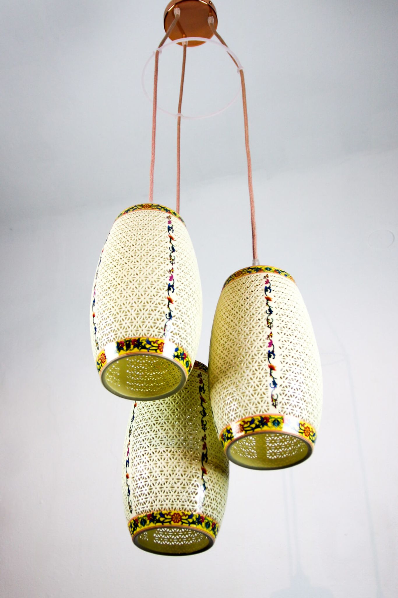 Ceramic pendant light 1980s, set of 3