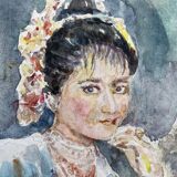 Portrait, signed watercolor