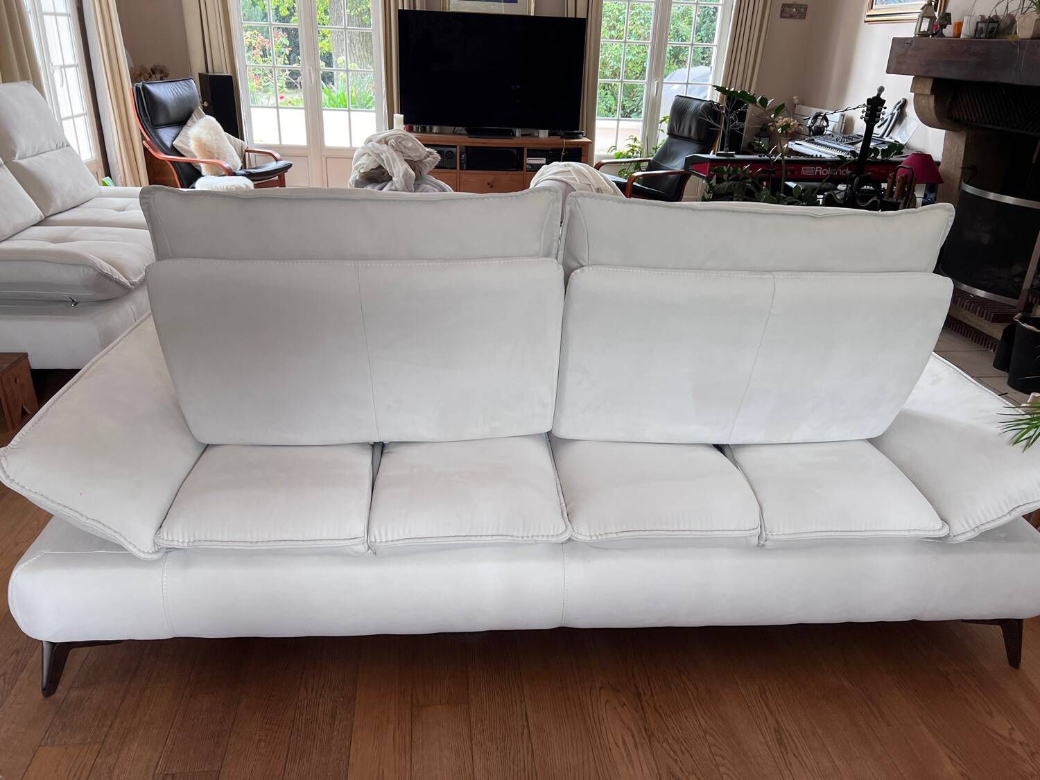 3-seater sofa in ecru nubuck finish, Mobilier de France