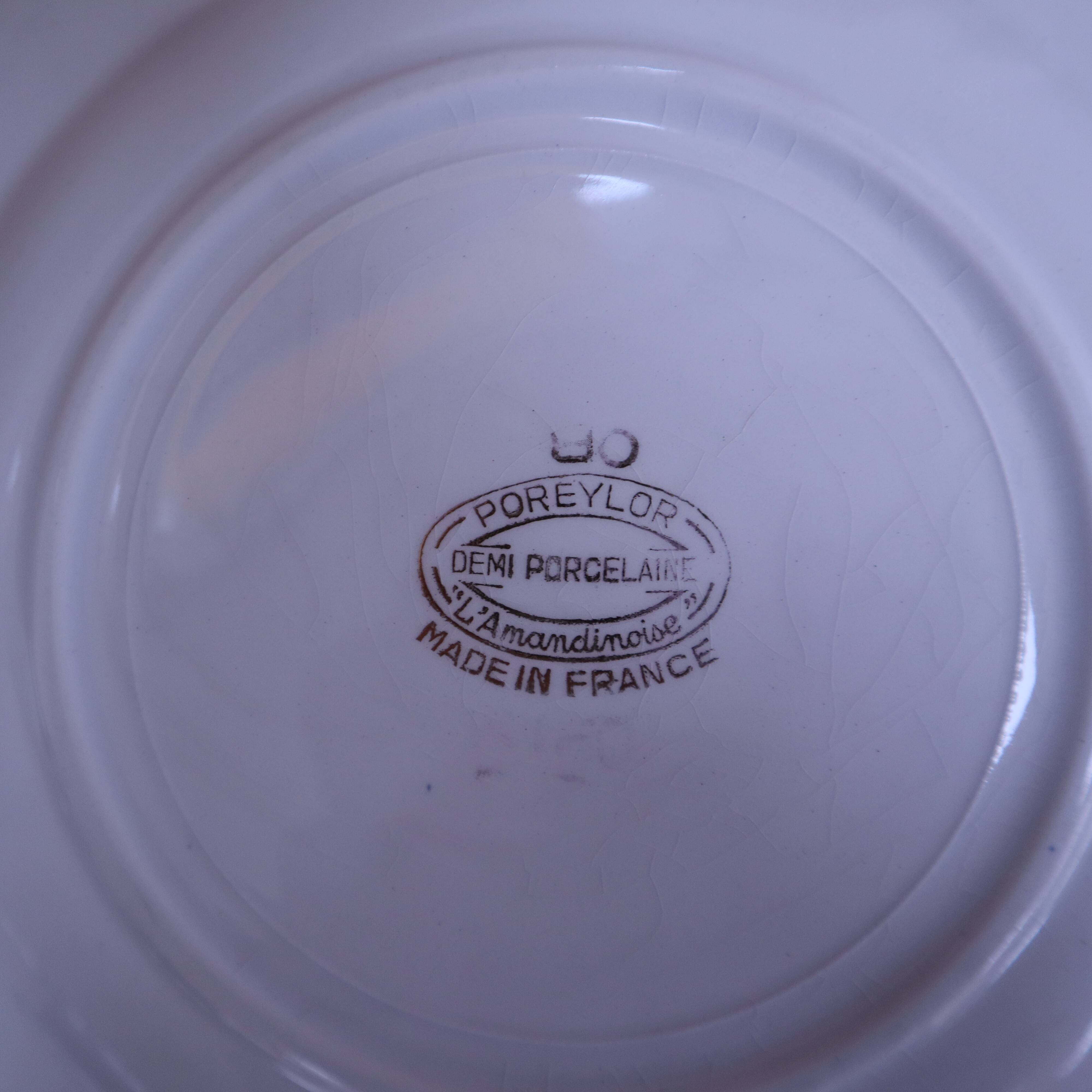 6 floral half porcelain dinner plates KIFO Amandinoise