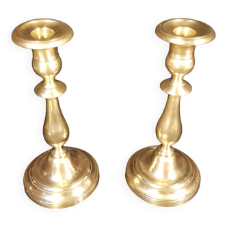 Duo of brass candlesticks