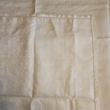 Ancienne nappe lin damassée beige 160 × 180 cm + 12 serviettes