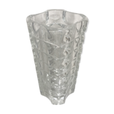 Vase ancien cristal d’Arques verre moule style Art Déco France vintage