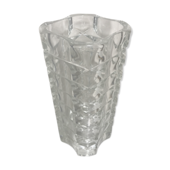 Vase ancien cristal d’Arques verre moule style Art Déco France vintage